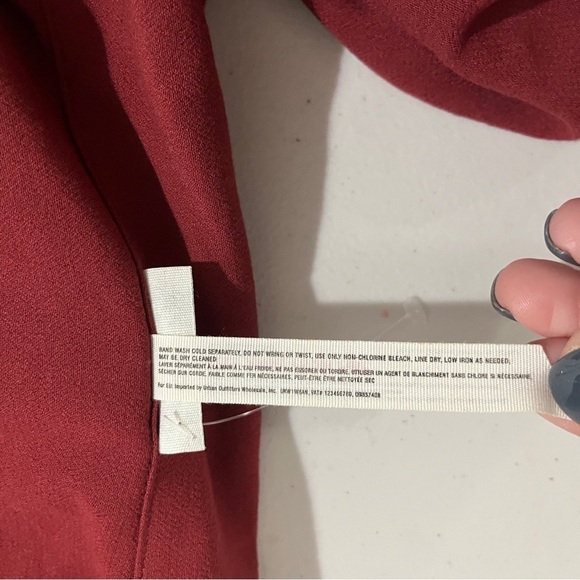 Free People Elsa Bodysuit Top Wine Size Large Surplice Neck Long Sleeve - Picture 10 of 11